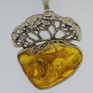 Sterling Silver Amber One of a Kind Necklace